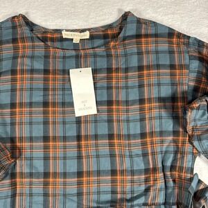 Trendy Cute Plaid Mini-Dress NWT Hot & Delicious Size Large 3/4 Flutter Sleeve